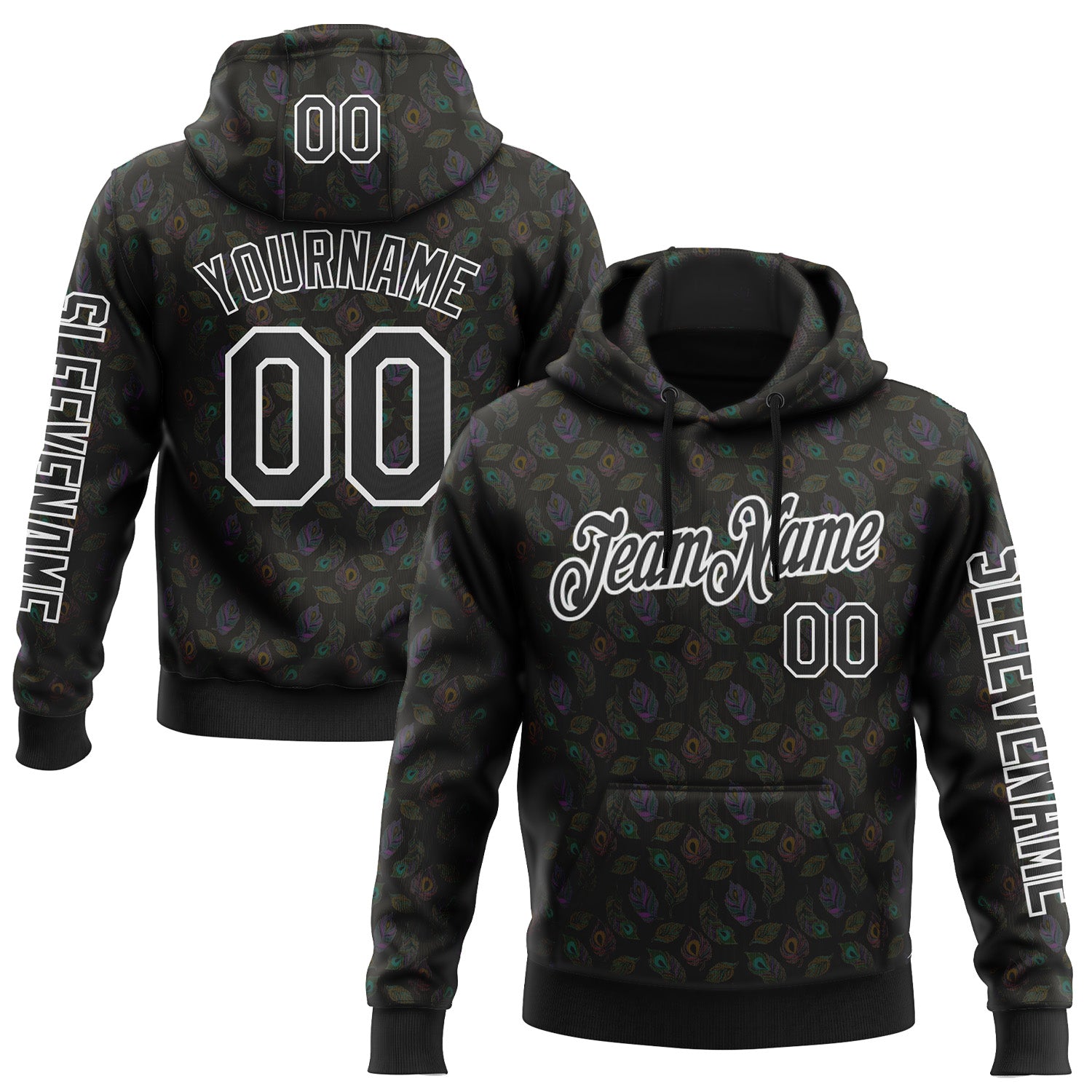 Custom Black White 3D Pattern Design Ethnic Tribal Sportswear Pullover Sweatshirt Hoodie