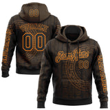 Custom Black Bay Orange 3D Pattern Design Ethnic Tribal Sportswear Pullover Sweatshirt Hoodie