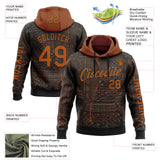 Custom Black Texas Orange 3D Pattern Design Ethnic Tribal Sportswear Pullover Sweatshirt Hoodie