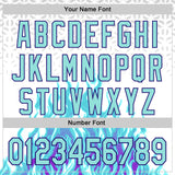 Custom White Ice Blue-Dark Purple 3D Abstract Flame Sports Pullover Sweatshirt Hoodie