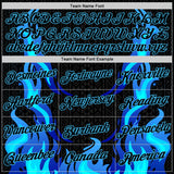 Custom Black Sky Blue 3D Abstract Flame Sports Pullover Sweatshirt Hoodie