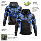 Custom Black Thunder Blue-White 3D Abstract Flame Sports Pullover Sweatshirt Hoodie