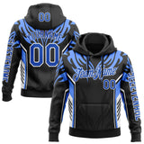 Custom Black Thunder Blue-White 3D Abstract Flame Sports Pullover Sweatshirt Hoodie