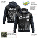 Custom Stitched Black White Camo-Gray 3D American Flag Retro Distressed Eagle Grunge Sports Pullover Sweatshirt Hoodie