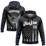 Custom Stitched Black White Camo-Gray 3D American Flag Retro Distressed Eagle Grunge Sports Pullover Sweatshirt Hoodie