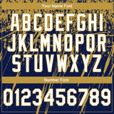 Custom Stitched Navy White-Old Gold 3D Pattern Design Splash Grunge Art Sports Pullover Sweatshirt Hoodie