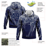 Custom Stitched Navy Gray 3D Pattern Design Splash Grunge Art Sports Pullover Sweatshirt Hoodie