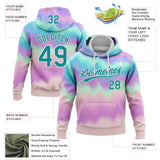Custom Stitched Tie Dye Teal-White 3D Sports Pullover Sweatshirt Hoodie