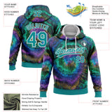 Custom Stitched Tie Dye Teal-White 3D Sports Pullover Sweatshirt Hoodie