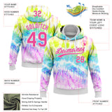 Custom Stitched Tie Dye Pink-White 3D Sports Pullover Sweatshirt Hoodie