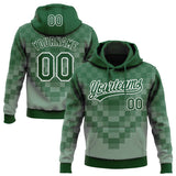 Custom Stitched Green White 3D Pattern Design Line Sportswear Pullover Sweatshirt Hoodie