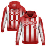 Custom Stitched Red White 3D Pattern Design Line Sportswear Pullover Sweatshirt Hoodie