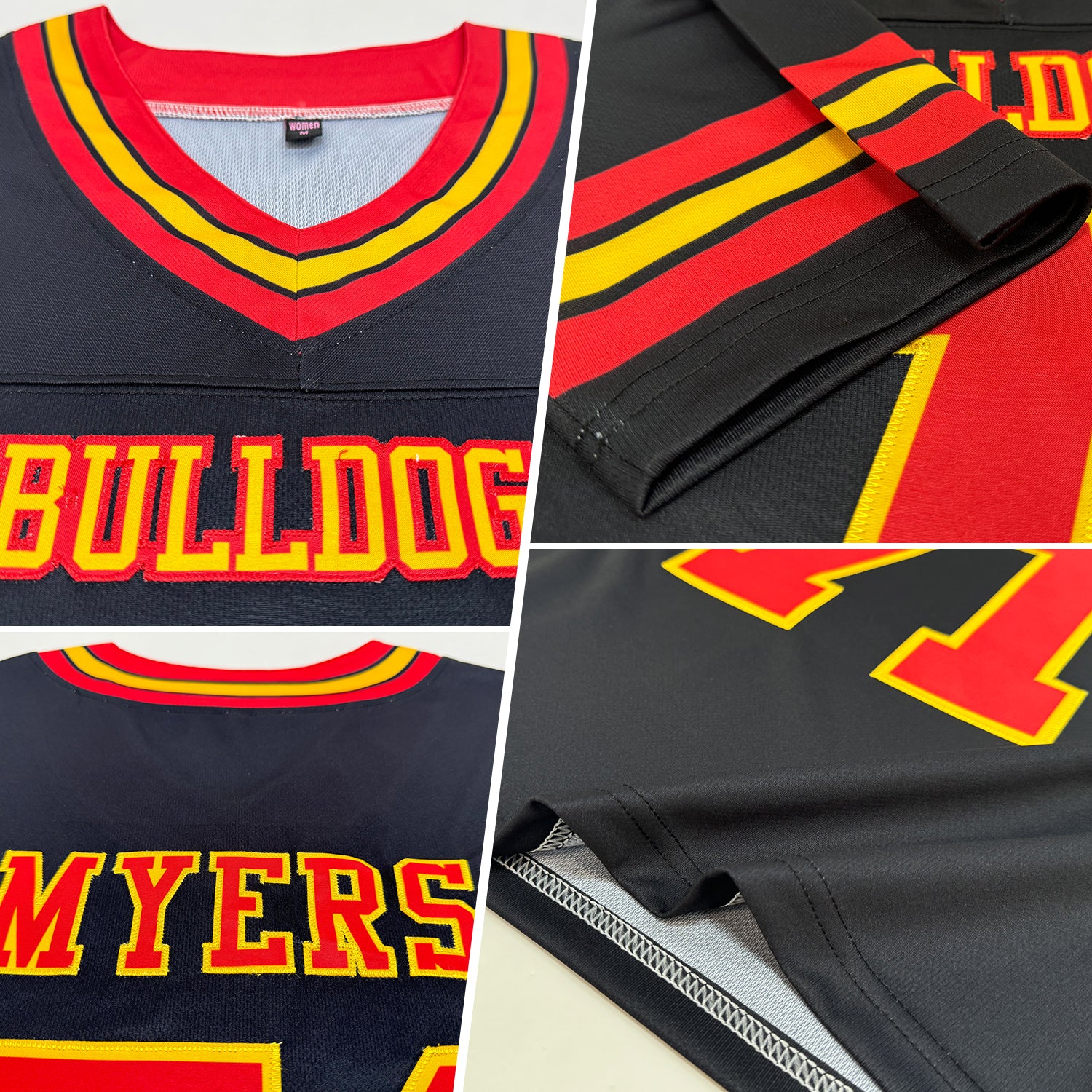 Custom Black Red-Gold Authentic Football Jersey