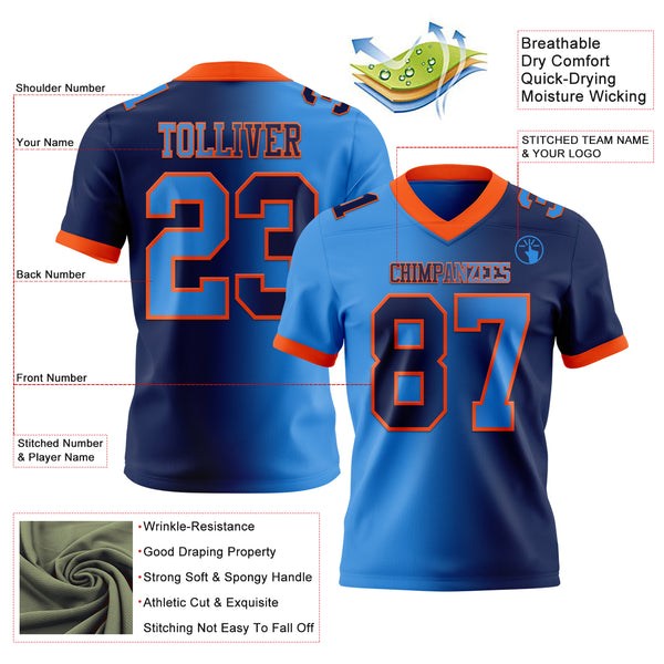 Custom Navy Powder Blue-Orange Mesh Authentic Gradient Fashion