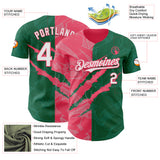Custom Graffiti Pattern White Kelly Green-Neon Pink 3D Scratch Authentic Baseball Jersey