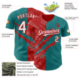 Custom Graffiti Pattern White Teal-Red 3D Scratch Authentic Baseball Jersey