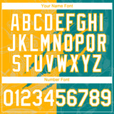 Custom Graffiti Pattern White Teal-Gold 3D Scratch Authentic Baseball Jersey