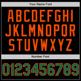 Custom Black Kelly Green-Orange Bomber Full-Snap Varsity Letterman Two Tone Hoodie Jacket