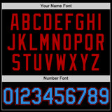 Custom Black Powder Blue-Red Bomber Full-Snap Varsity Letterman Two Tone Hoodie Jacket