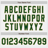 Custom White Green-Old Gold Bomber Varsity Letterman Zipper Jacket