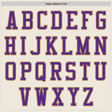 Custom Cream Purple-Old Gold Bomber Varsity Letterman Zipper Jacket