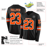 Custom Black Orange-White Long Sleeve Authentic Football Jersey