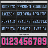 Custom Black Pink-Light Blue Long Sleeve Authentic Football Jersey