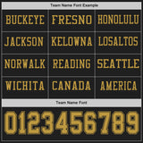 Custom Black Old Gold Long Sleeve Authentic Football Jersey