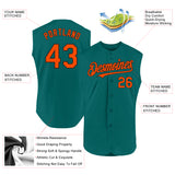 Custom Teal Orange-Black Authentic Sleeveless Baseball Jersey