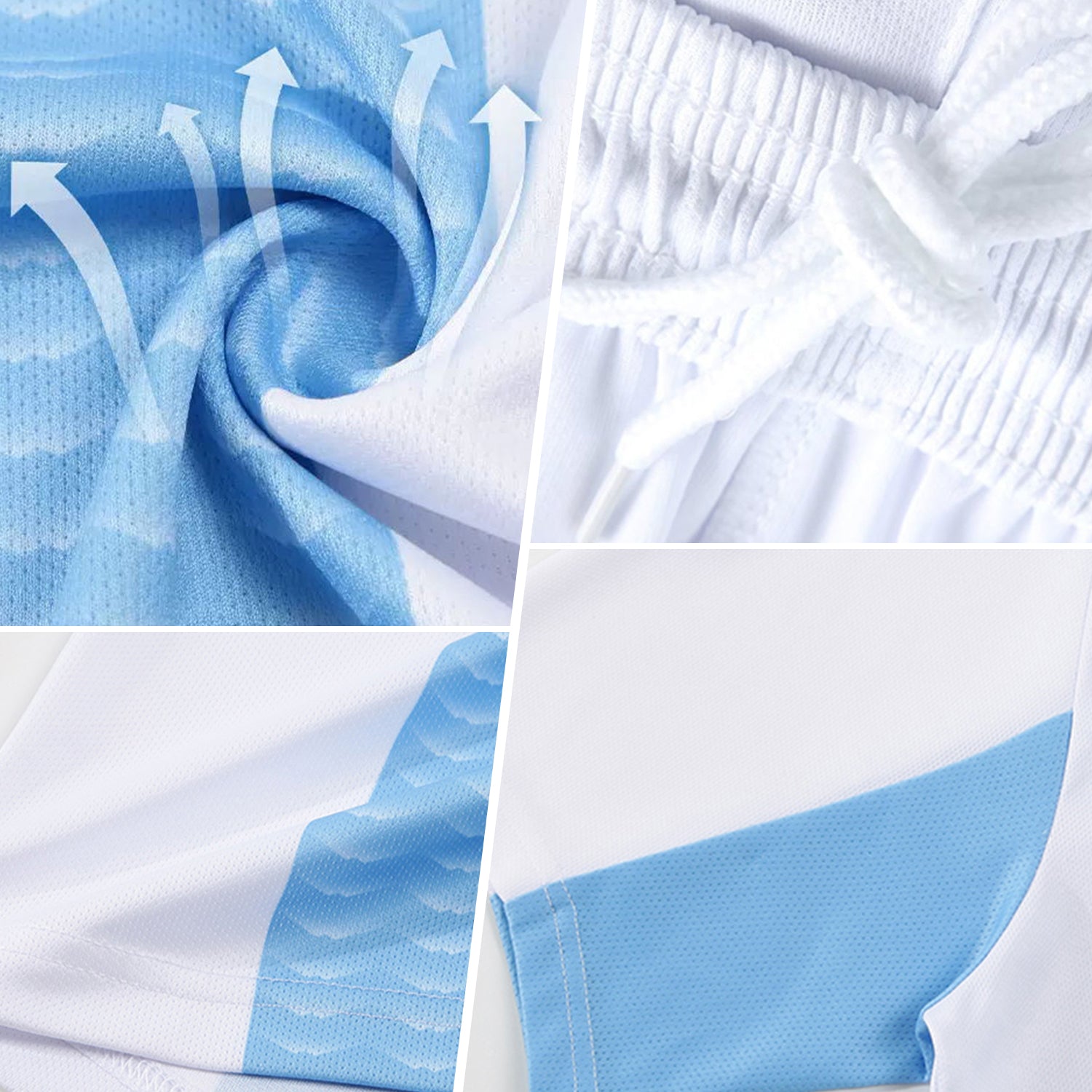 Custom Powder Blue Orange-White Lines Sublimation Soccer Uniform Jersey