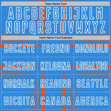 Custom Powder Blue Orange-White Lines Sublimation Soccer Uniform Jersey