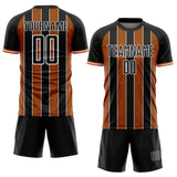 Custom Black Texas Orange-White Pinstripe Line Sports Sublimation Soccer Uniform Jersey
