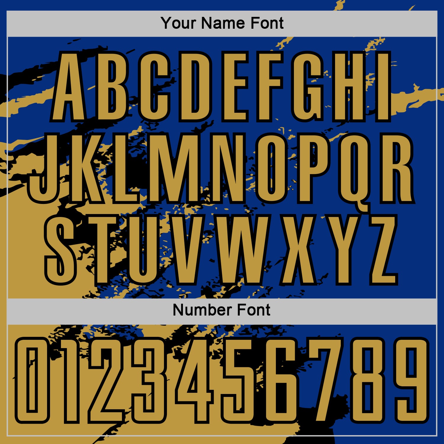 Custom Royal Old Gold-Black Abstract Fragment Art Splash Sports Sublimation Soccer Uniform Jersey