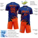Custom Royal Orange-Black Abstract Fragment Art Splash Sports Sublimation Soccer Uniform Jersey