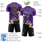 Custom Purple Black-Cream Abstract Fragment Art Splash Sports Sublimation Soccer Uniform Jersey