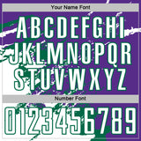 Custom Purple White-Kelly Green Abstract Fragment Art Splash Sports Sublimation Soccer Uniform Jersey