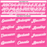 Custom Women's Pink White V-Neck Cropped Baseball Jersey