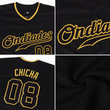 Custom Black Black-Gold Authentic Baseball Jersey