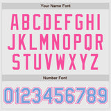 Custom White Pink Pinstripe Light Blue-Pink Authentic Raglan Sleeves Baseball Jersey