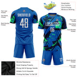 Custom Royal White-Neon Green Sublimation Soccer Uniform Jersey