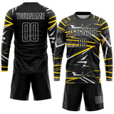Custom Black Black-Gold Sublimation Soccer Uniform Jersey