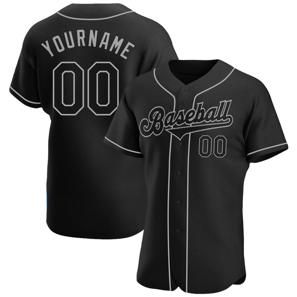 Design Team Baseball Black Gray Authentic Black Jersey On