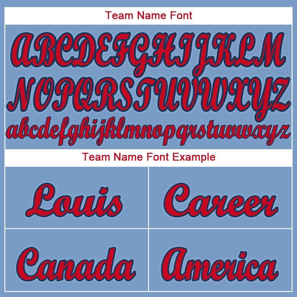 Custom Light Blue Red-Navy Baseball Jersey