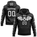 Custom Black White 3D Halloween Skeleton Bat Party Costume Ideas Sports Pullover Sweatshirt Hoodie