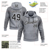 Custom Stitched Gray Black-White 3D Pattern Design Sports Wear Pullover Sweatshirt Hoodie