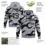 Custom Stitched Gray Black-White 3D Pattern Design Sports Wear Pullover Sweatshirt Hoodie