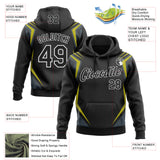 Custom Stitched Black Yellow-White 3D Pattern Design Sports Wear Pullover Sweatshirt Hoodie