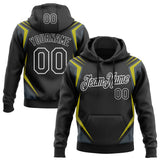 Custom Stitched Black Yellow-White 3D Pattern Design Sports Wear Pullover Sweatshirt Hoodie