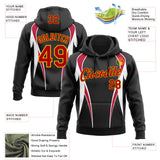 Custom Stitched Black Red White-Gold 3D Pattern Design Sports Wear Pullover Sweatshirt Hoodie