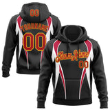 Custom Stitched Black Red White-Gold 3D Pattern Design Sports Wear Pullover Sweatshirt Hoodie